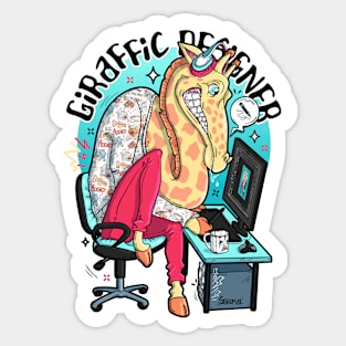 Giraffic designer giraffe and graphic designer pun Sticker